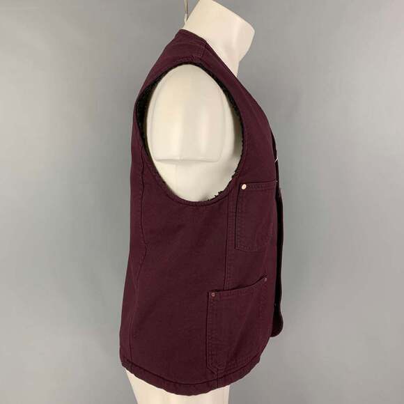 BERNA Burgundy Cotton Patch Pocket Vest - Picture 2 of 7